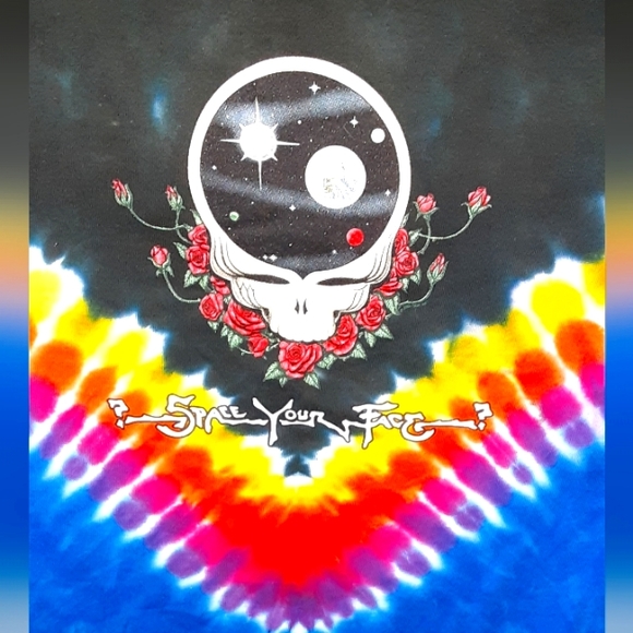 Vintage Grateful Dead "Space your face" Liquid Blue tie dye w/tags,NOT PREOWNED - Picture 2 of 6